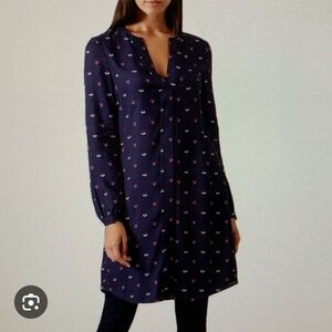 Hobbs London Marti Tunic Dress US 2 Euc Navy